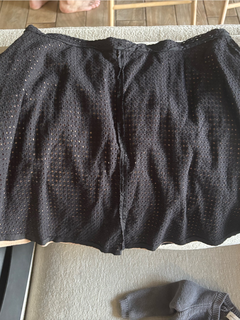 Black Eyelet A-Line Women's Skirt